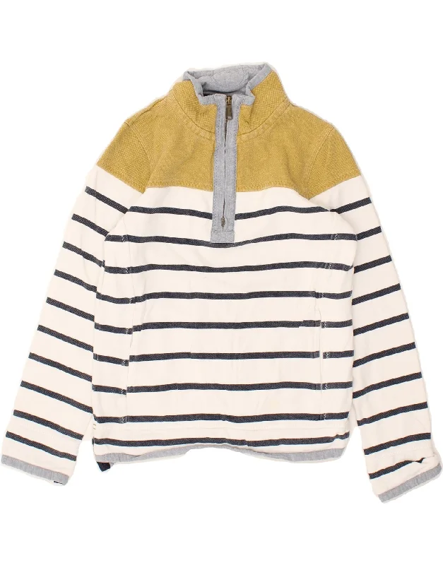 FAT FACE Womens Zip Neck Sweatshirt Jumper UK 6 XS White Striped Cotton Hoodie with Cuffed Sleeves Snug Secure FAT FACE Womens Zip Neck Sweatshirt Jumper UK 6 XS White Striped Cotton Hoodie with Cuffed Sleeves Snug Secure
