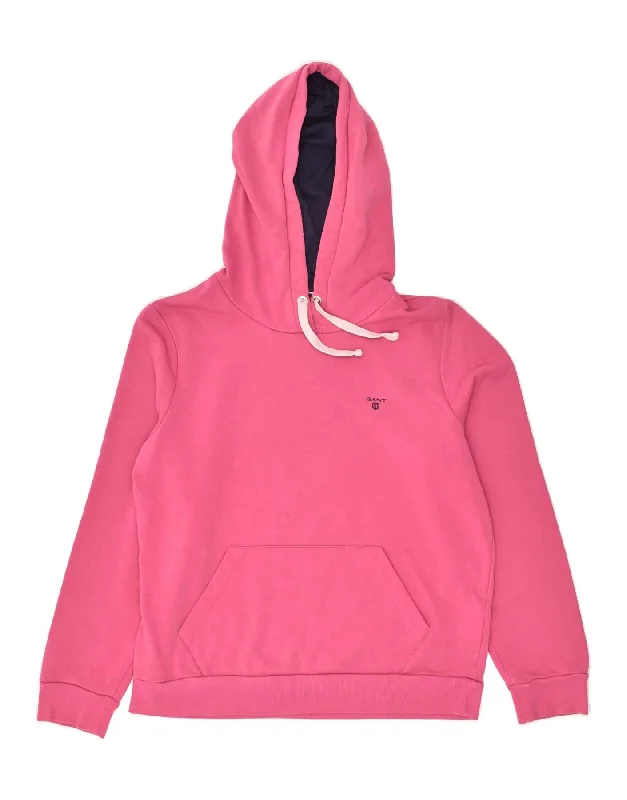 GANT Womens Hoodie Jumper UK14 Medium Pink Cotton Hoodie with Ribbed Hem Stretchable Secure GANT Womens Hoodie Jumper UK14 Medium Pink Cotton Hoodie with Ribbed Hem Stretchable Secure