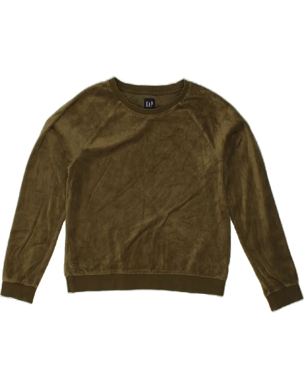 GAP Womens Oversized Sweatshirt Jumper UK 6 XS Khaki Cotton Hoodie with Hem Contrast Bold Stylish GAP Womens Oversized Sweatshirt Jumper UK 6 XS Khaki Cotton Hoodie with Hem Contrast Bold Stylish