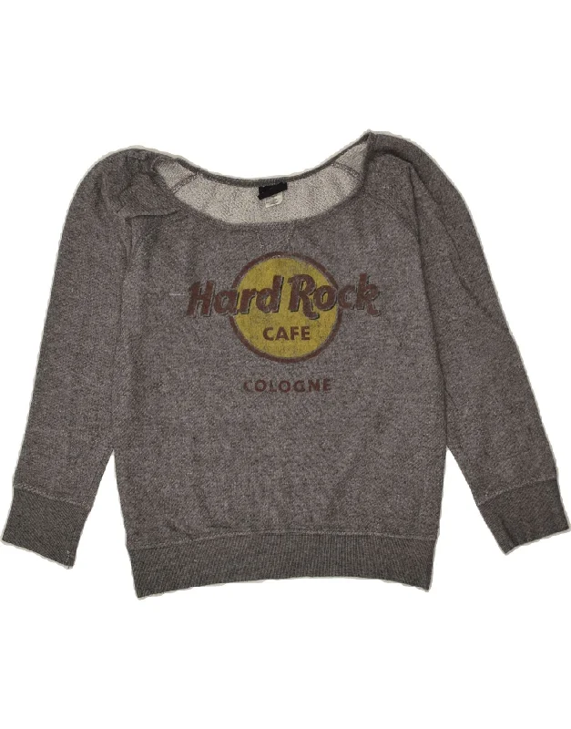 HARD ROCK CAFE Womens Cologne Graphic Sweatshirt Jumper UK 12 Medium Grey Hoodie with Zipper Versatile Modern HARD ROCK CAFE Womens Cologne Graphic Sweatshirt Jumper UK 12 Medium Grey Hoodie with Zipper Versatile Modern