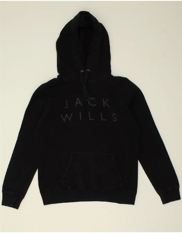 JACK WILLS Womens Classic Fit Graphic Hoodie Jumper UK 10 Small Black Hoodie with Oversized Fit Loose Comfortable JACK WILLS Womens Classic Fit Graphic Hoodie Jumper UK 10 Small Black Hoodie with Oversized Fit Loose Comfortable