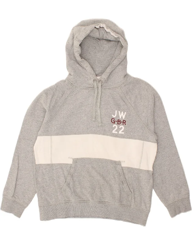 JACK WILLS Womens Graphic Hoodie Jumper UK 16 Large Grey Cotton Hoodie with Hem Applique Textured Unique JACK WILLS Womens Graphic Hoodie Jumper UK 16 Large Grey Cotton Hoodie with Hem Applique Textured Unique