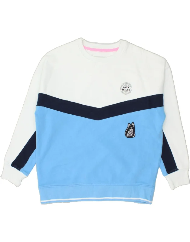JACK WILLS Womens Graphic Sweatshirt Jumper UK 10 Small White Colourblock Hoodie with Logo Branding Identity JACK WILLS Womens Graphic Sweatshirt Jumper UK 10 Small White Colourblock Hoodie with Logo Branding Identity