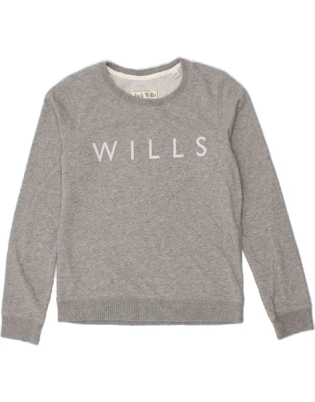 JACK WILLS Womens Graphic Sweatshirt Jumper UK 8 Small Grey Cotton Hoodie with Fur Luxurious Winter JACK WILLS Womens Graphic Sweatshirt Jumper UK 8 Small Grey Cotton Hoodie with Fur Luxurious Winter