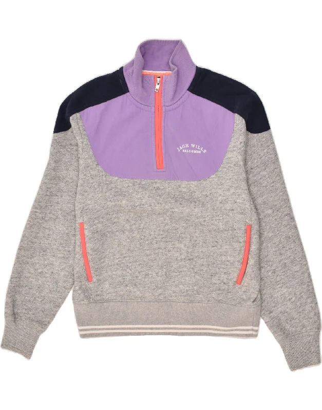 JACK WILLS Womens Zip Neck Sweatshirt Jumper UK 12 Medium Grey Colourblock Hooded Sweatshirt Casual Wear Street Style JACK WILLS Womens Zip Neck Sweatshirt Jumper UK 12 Medium Grey Colourblock Hooded Sweatshirt Casual Wear Street Style