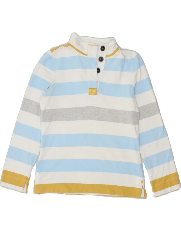 JOULES Womens Button Neck Sweatshirt Jumper UK 12 Medium Blue Striped Hoodie with Button Placket Classic Preppy JOULES Womens Button Neck Sweatshirt Jumper UK 12 Medium Blue Striped Hoodie with Button Placket Classic Preppy