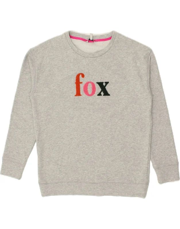 JOULES Womens Graphic Sweatshirt Jumper UK 12 Medium Grey Hoodie with Neon Bright Vibrant JOULES Womens Graphic Sweatshirt Jumper UK 12 Medium Grey Hoodie with Neon Bright Vibrant