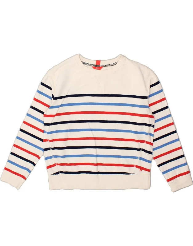 JOULES Womens Loose Fit Sweatshirt Jumper UK 12 Medium Off White Striped Hoodie with Elastic Waist Stretchable Comfortable JOULES Womens Loose Fit Sweatshirt Jumper UK 12 Medium Off White Striped Hoodie with Elastic Waist Stretchable Comfortable