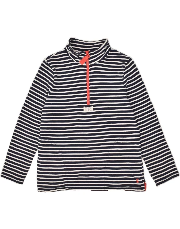 JOULES Womens Zip Neck Sweatshirt Jumper UK 8 Small Navy Blue Striped Hoodie with Set-In Sleeves Structured Classic JOULES Womens Zip Neck Sweatshirt Jumper UK 8 Small Navy Blue Striped Hoodie with Set-In Sleeves Structured Classic