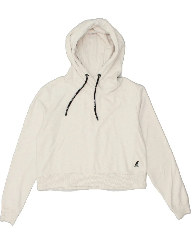 KANGOL Womens Crop Hoodie Jumper UK 10 Small Off White Cotton Hoodie with Cuffed Sleeves Snug Secure KANGOL Womens Crop Hoodie Jumper UK 10 Small Off White Cotton Hoodie with Cuffed Sleeves Snug Secure