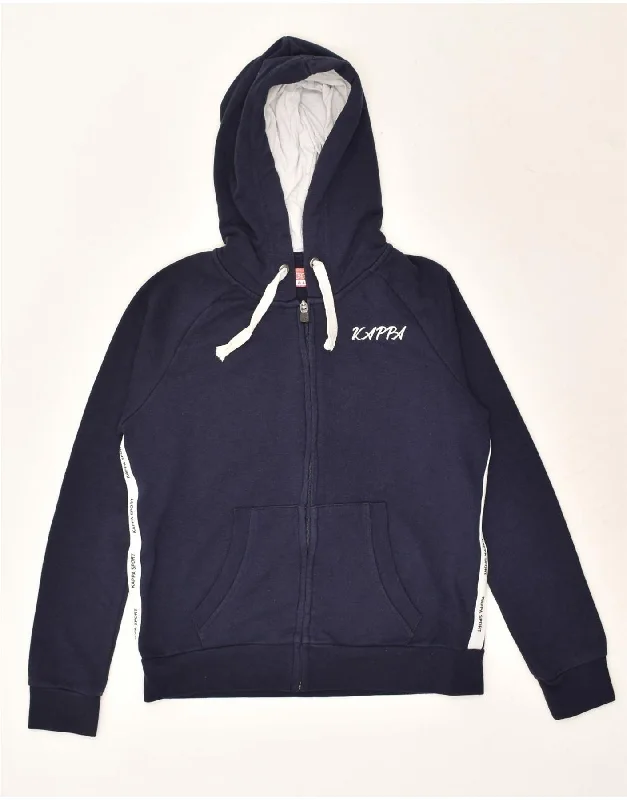 KAPPA Womens Hoodie Jumper UK 8 Small Navy Blue Cotton Hoodie with Mesh Breathable Sporty KAPPA Womens Hoodie Jumper UK 8 Small Navy Blue Cotton Hoodie with Mesh Breathable Sporty