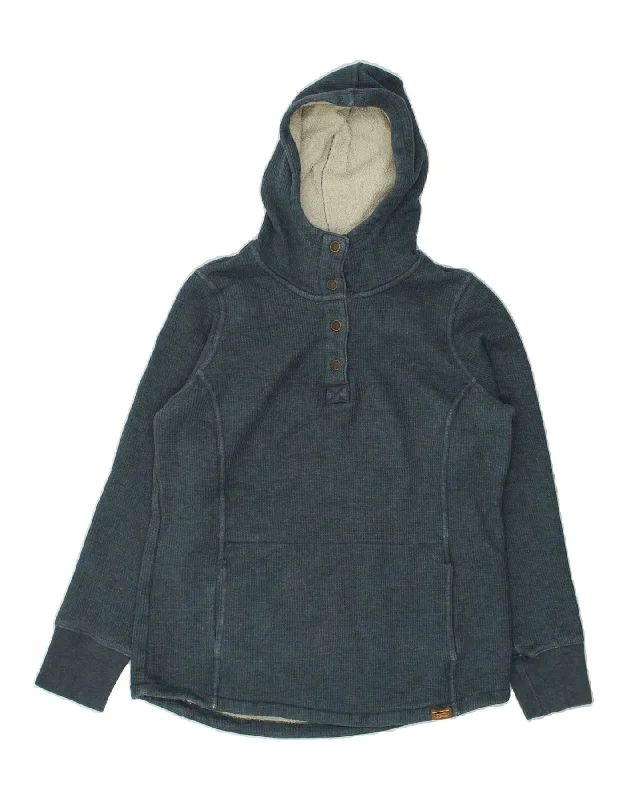 L.L.BEAN Womens Button Neck Hoodie Jumper UK 10 Small Blue Cotton Hoodie with Lace Feminine Delicate L.L.BEAN Womens Button Neck Hoodie Jumper UK 10 Small Blue Cotton Hoodie with Lace Feminine Delicate