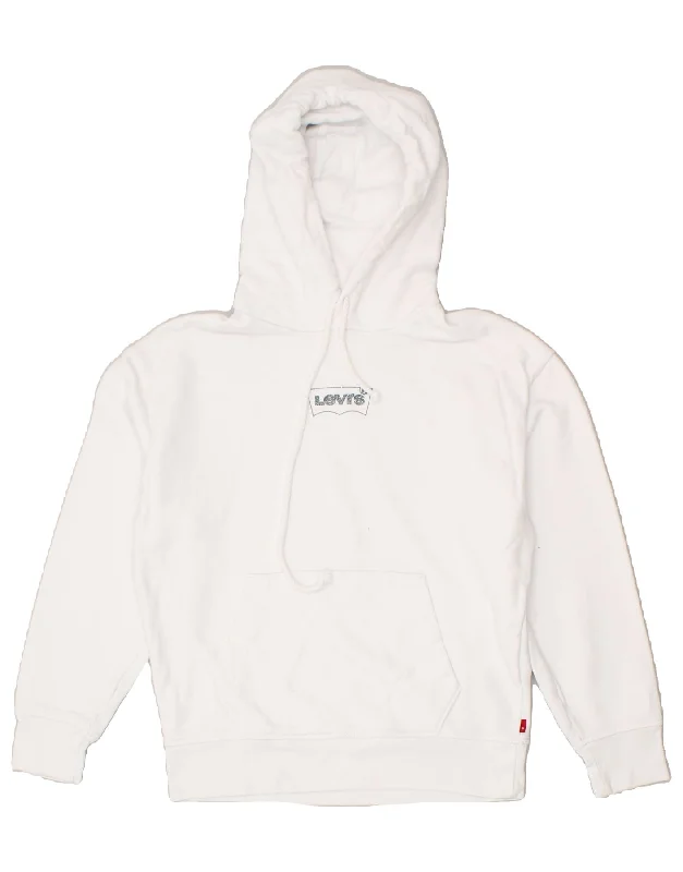LEVI'S Womens Graphic Hoodie Jumper UK 6 XS White Cotton Hoodie with Back Slit Movement Comfort LEVI'S Womens Graphic Hoodie Jumper UK 6 XS White Cotton Hoodie with Back Slit Movement Comfort