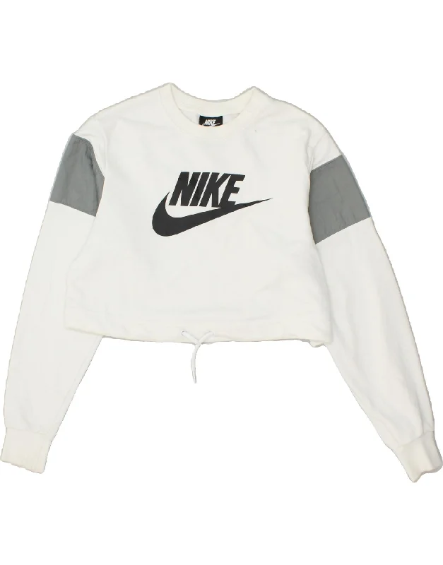 NIKE Womens Graphic Crop Sweatshirt Jumper UK 6 XS White Colourblock Hoodie with Gradient Ombre Colorful NIKE Womens Graphic Crop Sweatshirt Jumper UK 6 XS White Colourblock Hoodie with Gradient Ombre Colorful