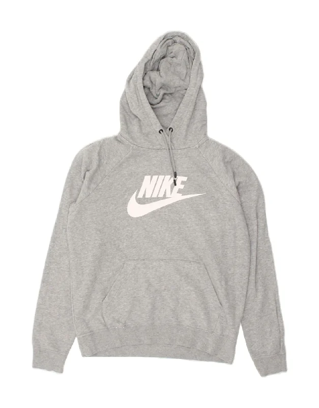 NIKE Womens Graphic Hoodie Jumper UK 10 Small Grey Cotton Hoodie with Batwing Sleeves Loose Dramatic NIKE Womens Graphic Hoodie Jumper UK 10 Small Grey Cotton Hoodie with Batwing Sleeves Loose Dramatic