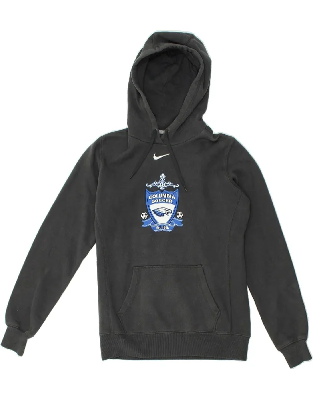 NIKE Womens Graphic Hoodie Jumper UK 14 Medium Grey Cotton Hoodie with Side Slits Relaxed Casual NIKE Womens Graphic Hoodie Jumper UK 14 Medium Grey Cotton Hoodie with Side Slits Relaxed Casual