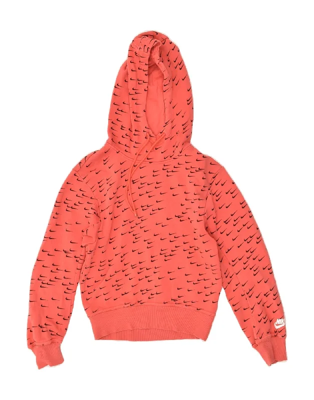 NIKE Womens Graphic Hoodie Jumper UK 6 XS Red Spotted Cotton Hoodie with Slim Fit Tailored Modern NIKE Womens Graphic Hoodie Jumper UK 6 XS Red Spotted Cotton Hoodie with Slim Fit Tailored Modern