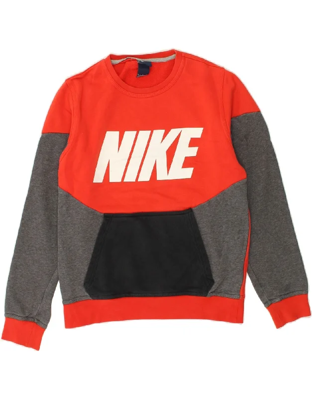 NIKE Womens Graphic Sweatshirt Jumper UK 10 Small Red Colourblock Cotton Hoodie with Hidden Zipper Minimalist Clean NIKE Womens Graphic Sweatshirt Jumper UK 10 Small Red Colourblock Cotton Hoodie with Hidden Zipper Minimalist Clean