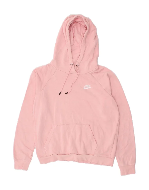 NIKE Womens Hoodie Jumper UK 10 Small Pink Cotton Hoodie with Rolled Sleeves Casual Relaxed NIKE Womens Hoodie Jumper UK 10 Small Pink Cotton Hoodie with Rolled Sleeves Casual Relaxed