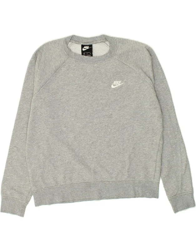 NIKE Womens Loose Fit Graphic Sweatshirt Jumper UK 14 Medium Grey Cotton Hoodie with Snap Buttons Easy Quick NIKE Womens Loose Fit Graphic Sweatshirt Jumper UK 14 Medium Grey Cotton Hoodie with Snap Buttons Easy Quick