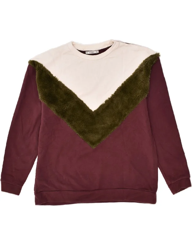 PULL & BEAR Womens Sweatshirt Jumper UK 10 Small Purple Colourblock Cotton Hoodie with Pastel Soft Subtle PULL & BEAR Womens Sweatshirt Jumper UK 10 Small Purple Colourblock Cotton Hoodie with Pastel Soft Subtle