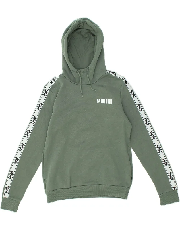 PUMA Womens Graphic Hoodie Jumper UK 10 Small Green Cotton Hoodie with Elastic Cuffs Stretchable Comfortable PUMA Womens Graphic Hoodie Jumper UK 10 Small Green Cotton Hoodie with Elastic Cuffs Stretchable Comfortable