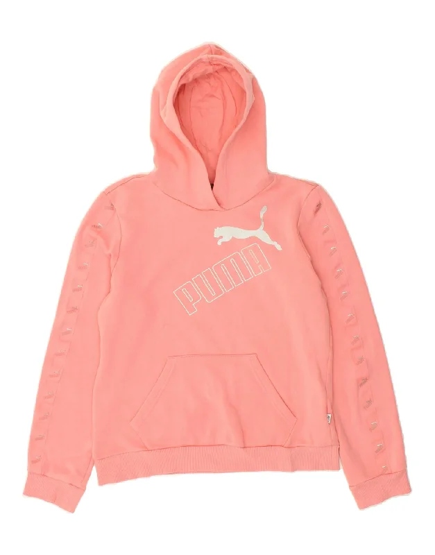 PUMA Womens Graphic Hoodie Jumper UK 10 Small Pink Cotton Hoodie with Cropped Fit Short Trendy PUMA Womens Graphic Hoodie Jumper UK 10 Small Pink Cotton Hoodie with Cropped Fit Short Trendy