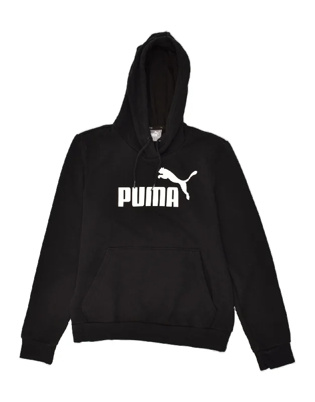 PUMA Womens Graphic Hoodie Jumper UK 12 Medium Black Polyester Hoodie with V-Neck Classic Versatile PUMA Womens Graphic Hoodie Jumper UK 12 Medium Black Polyester Hoodie with V-Neck Classic Versatile
