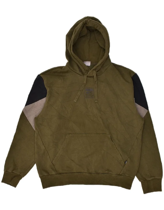 PUMA Womens Graphic Hoodie Jumper UK 14 Medium Green Colourblock Cotton Hoodie with Neon Bright Vibrant PUMA Womens Graphic Hoodie Jumper UK 14 Medium Green Colourblock Cotton Hoodie with Neon Bright Vibrant