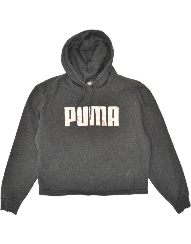 PUMA Womens Graphic Hoodie Jumper UK 14 Medium Grey Cotton Hoodie with Lace Feminine Delicate PUMA Womens Graphic Hoodie Jumper UK 14 Medium Grey Cotton Hoodie with Lace Feminine Delicate