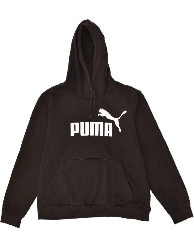 PUMA Womens Graphic Hoodie Jumper UK 16 Large Black Hoodie with Toggle Buttons Decorative Unique PUMA Womens Graphic Hoodie Jumper UK 16 Large Black Hoodie with Toggle Buttons Decorative Unique