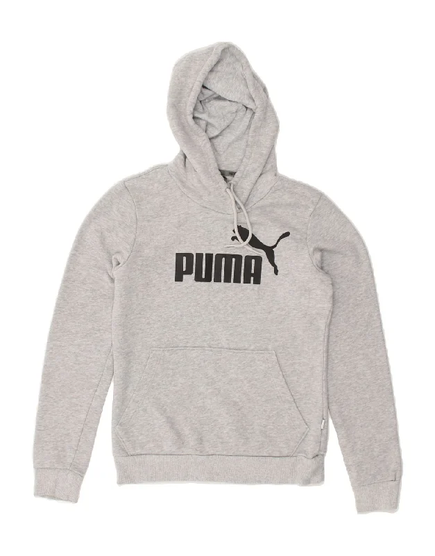 PUMA Womens Graphic Hoodie Jumper UK 8 Small Grey Hoodie with Drop Shoulder Relaxed Streetwear PUMA Womens Graphic Hoodie Jumper UK 8 Small Grey Hoodie with Drop Shoulder Relaxed Streetwear