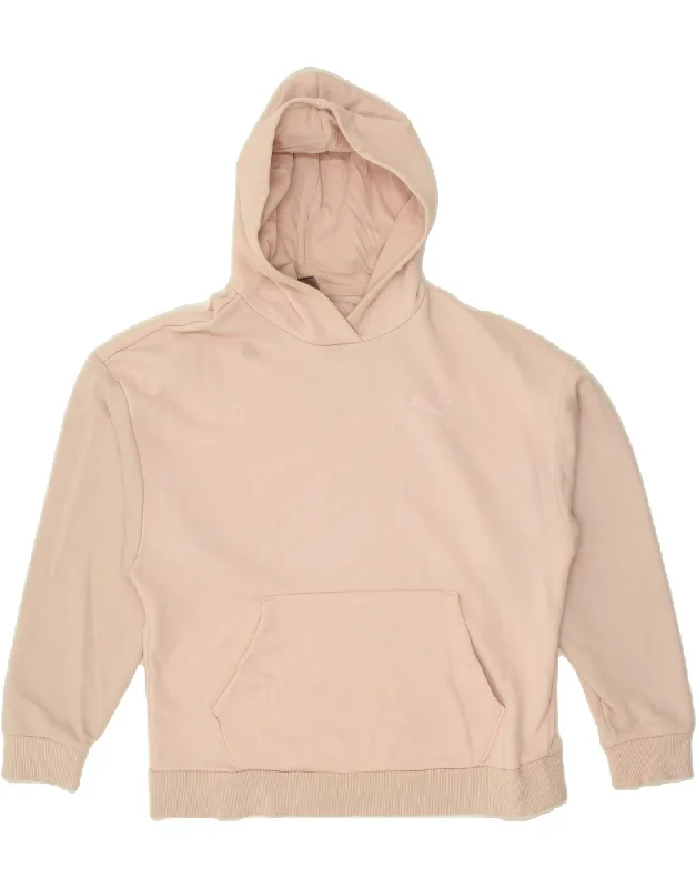PUMA Womens Hoodie Jumper UK 10 Small Pink Hoodie with Camouflage Military Edgy