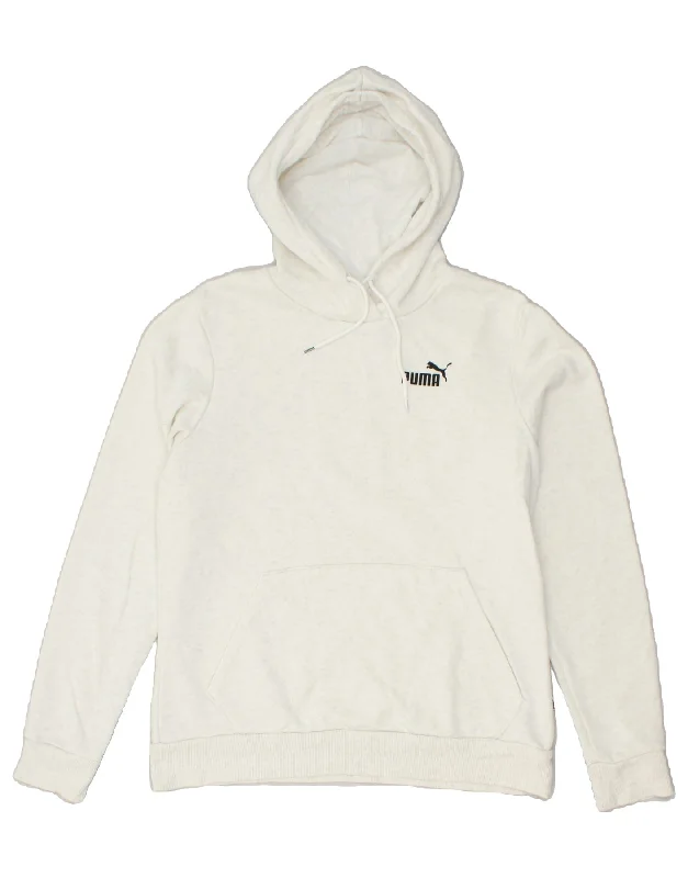 PUMA Womens Hoodie Jumper UK 16 Large Off White Cotton Hoodie with V-Neck Classic Versatile PUMA Womens Hoodie Jumper UK 16 Large Off White Cotton Hoodie with V-Neck Classic Versatile