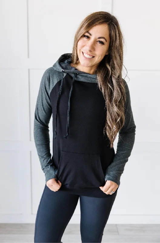 Raglan Hoodie [Relaxed Fit] Hoodie with Drawcord Adjustable Secure