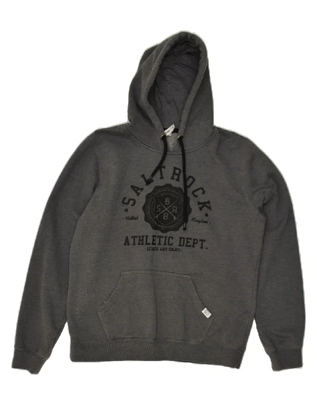 SALTROCK Womens Graphic Hoodie Jumper UK 14 Large Grey Cotton Hoodie with Batwing Sleeves Loose Dramatic SALTROCK Womens Graphic Hoodie Jumper UK 14 Large Grey Cotton Hoodie with Batwing Sleeves Loose Dramatic