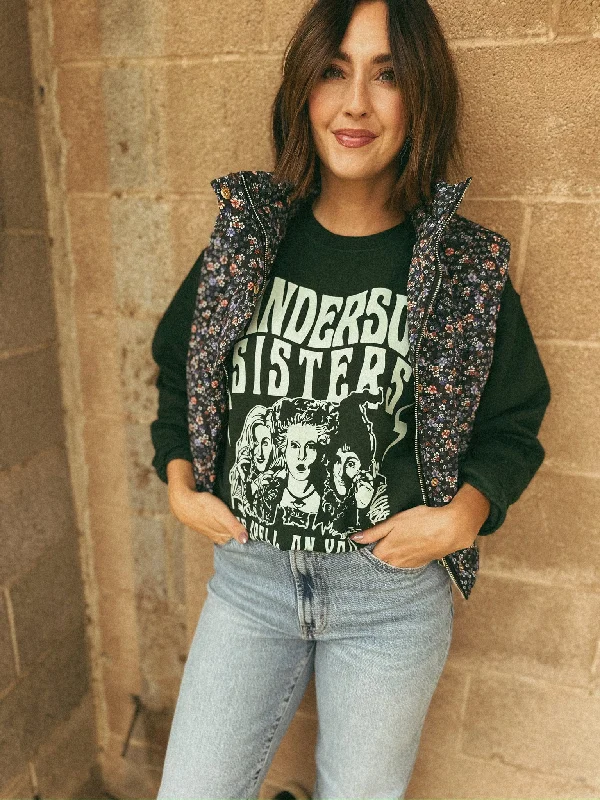 Sanderson Sisters Tour Sweatshirt - Forest Green Hoodie with Hem Lace Feminine Delicate Sanderson Sisters Tour Sweatshirt - Forest Green Hoodie with Hem Lace Feminine Delicate