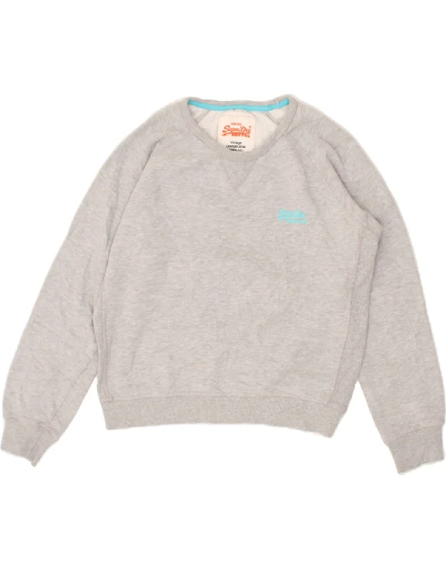 SUPERDRY Womens Sweatshirt Jumper UK 16 Large Grey Cotton Hoodie with Ribbed Neckline Snug Warm SUPERDRY Womens Sweatshirt Jumper UK 16 Large Grey Cotton Hoodie with Ribbed Neckline Snug Warm