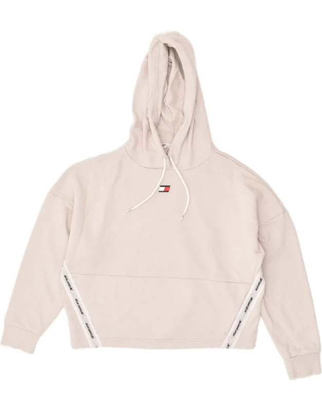 TOMMY HILFIGER Womens Crop Graphic Hoodie Jumper UK 10 Small Grey Cotton Hoodie with Full-Zip Functional Layering TOMMY HILFIGER Womens Crop Graphic Hoodie Jumper UK 10 Small Grey Cotton Hoodie with Full-Zip Functional Layering