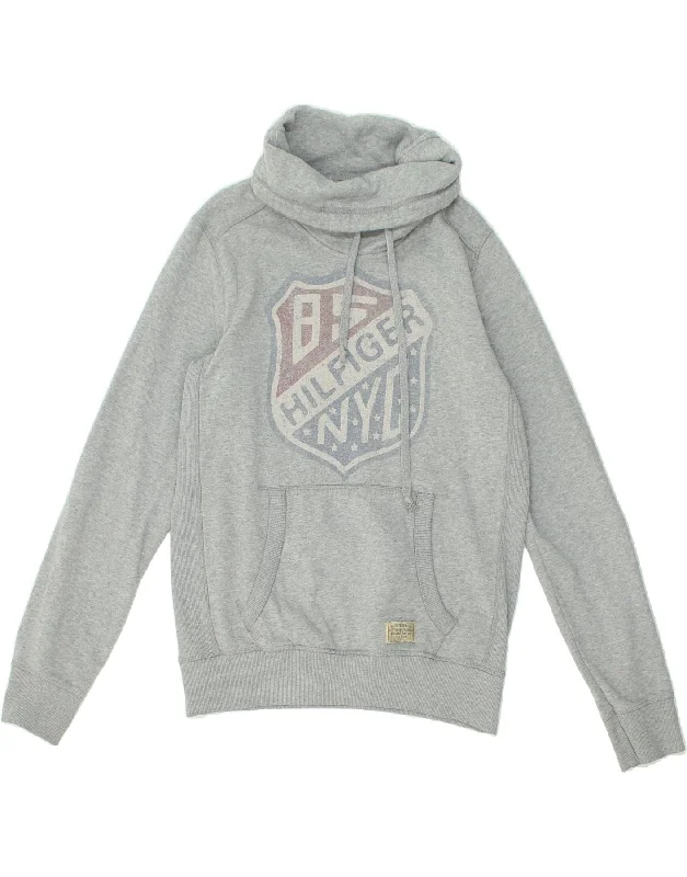 TOMMY HILFIGER Womens Graphic Roll Neck Sweatshirt Jumper UK 18 XL Grey Hoodie Dress Longline Feminine TOMMY HILFIGER Womens Graphic Roll Neck Sweatshirt Jumper UK 18 XL Grey Hoodie Dress Longline Feminine