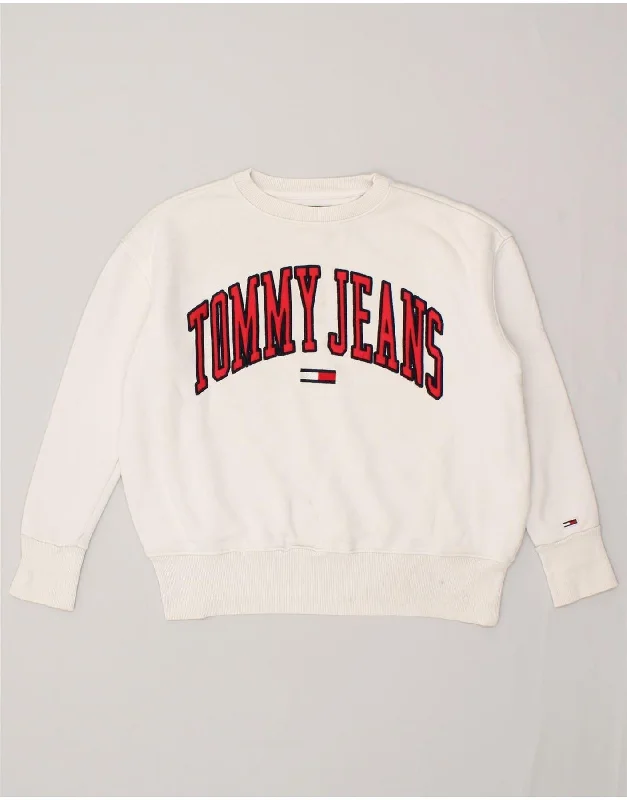 TOMMY HILFIGER Womens Graphic Sweatshirt Jumper UK 6 XS White Cotton Hoodie with Drawstring Waist Adjustable Fitted TOMMY HILFIGER Womens Graphic Sweatshirt Jumper UK 6 XS White Cotton Hoodie with Drawstring Waist Adjustable Fitted