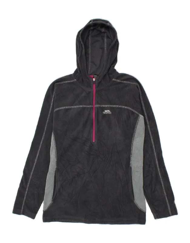 TRESPASS Womens Hooded Zip Neck Fleece Jumper UK 12 Medium Grey Hoodie with Lining Warm Insulated TRESPASS Womens Hooded Zip Neck Fleece Jumper UK 12 Medium Grey Hoodie with Lining Warm Insulated