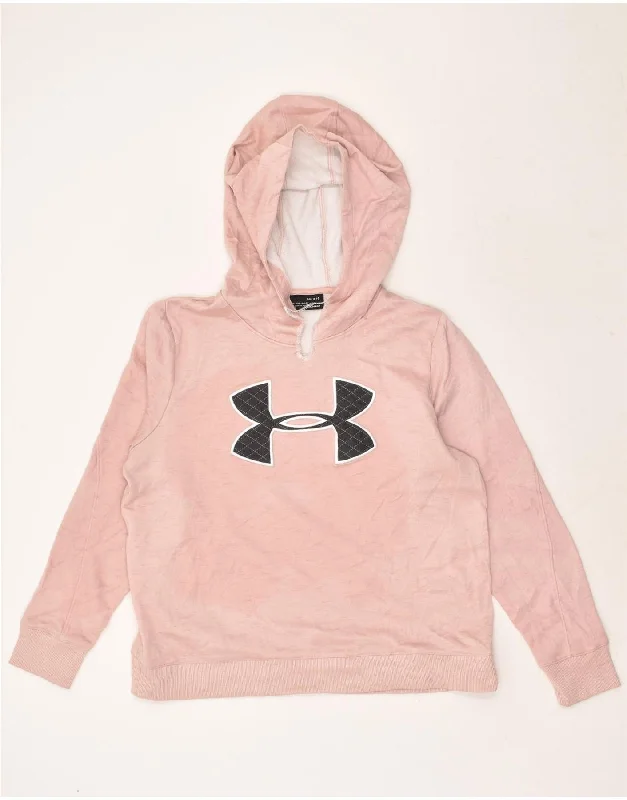 UNDER ARMOUR Womens Cold Gear Graphic Hoodie Jumper UK 16 Large Pink Hoodie with Elastic Waist Stretchable Comfortable UNDER ARMOUR Womens Cold Gear Graphic Hoodie Jumper UK 16 Large Pink Hoodie with Elastic Waist Stretchable Comfortable