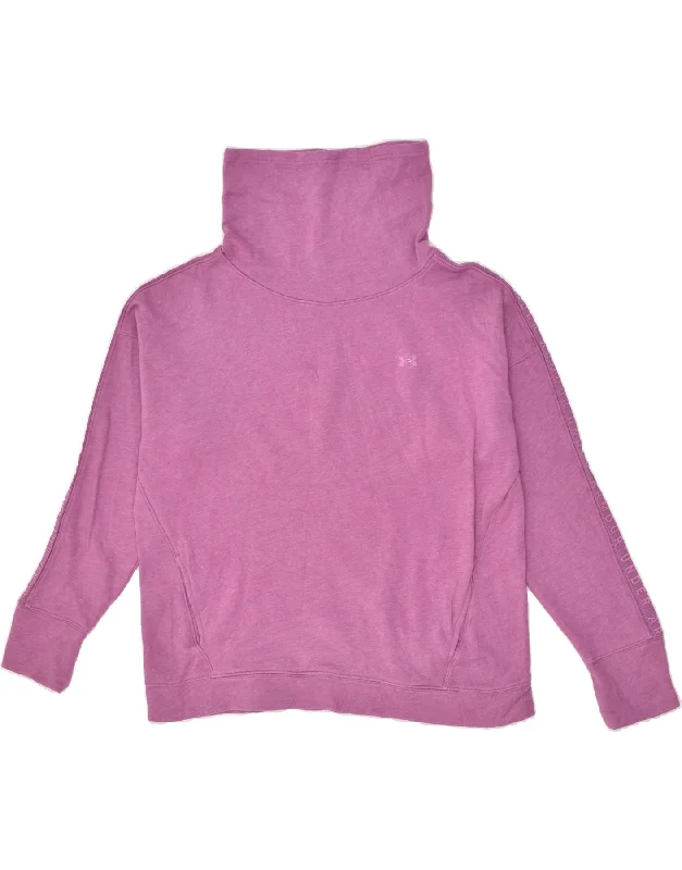 UNDER ARMOUR Womens Cowl Neck Sweatshirt Jumper UK 16 Large Pink Cotton Hoodie with High-Low Hem Asymmetrical Trendy UNDER ARMOUR Womens Cowl Neck Sweatshirt Jumper UK 16 Large Pink Cotton Hoodie with High-Low Hem Asymmetrical Trendy