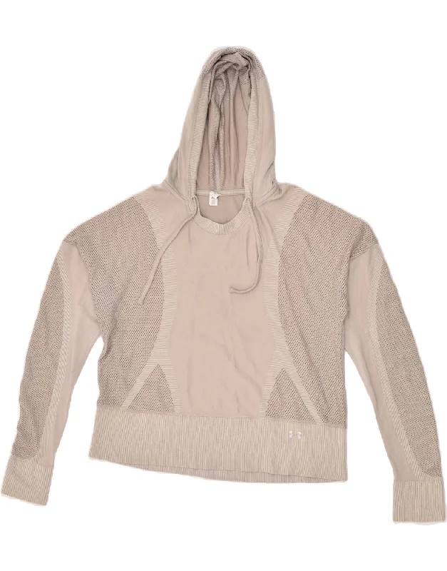 UNDER ARMOUR Womens Crop Hoodie Jumper UK 14 Medium Beige Spotted Hoodie with Ribbed Neckline Snug Warm UNDER ARMOUR Womens Crop Hoodie Jumper UK 14 Medium Beige Spotted Hoodie with Ribbed Neckline Snug Warm