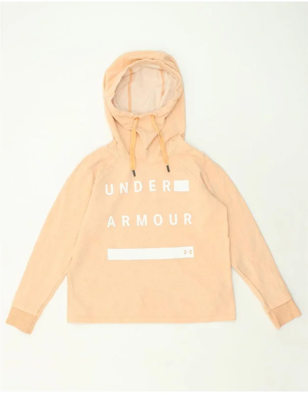 UNDER ARMOUR Womens Graphic Hoodie Jumper UK 10 Small Beige Cotton Oversized Hoodie Comfort Casual UNDER ARMOUR Womens Graphic Hoodie Jumper UK 10 Small Beige Cotton Oversized Hoodie Comfort Casual