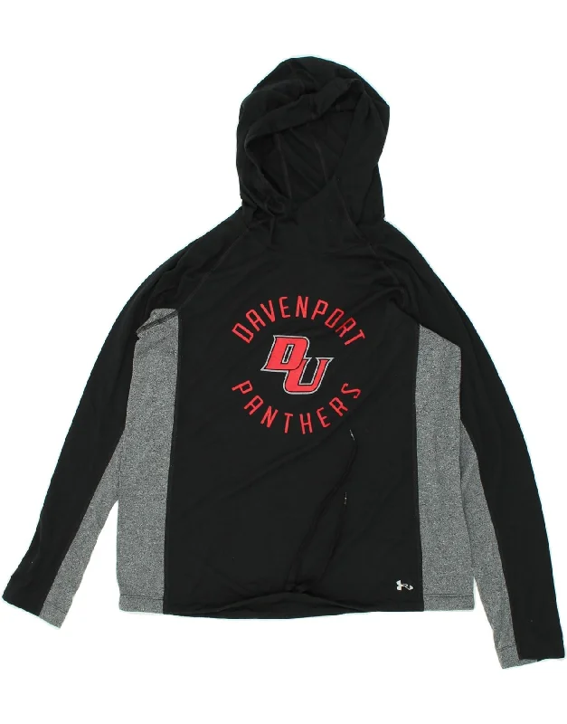 UNDER ARMOUR Womens Graphic Hoodie Jumper UK 14 Medium Black Colourblock Hoodie with Monochrome Minimalist Simple UNDER ARMOUR Womens Graphic Hoodie Jumper UK 14 Medium Black Colourblock Hoodie with Monochrome Minimalist Simple