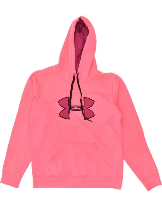 UNDER ARMOUR Womens Graphic Hoodie Jumper UK 14 Medium Pink Polyester Hoodie with High-Low Hem Asymmetrical Trendy UNDER ARMOUR Womens Graphic Hoodie Jumper UK 14 Medium Pink Polyester Hoodie with High-Low Hem Asymmetrical Trendy
