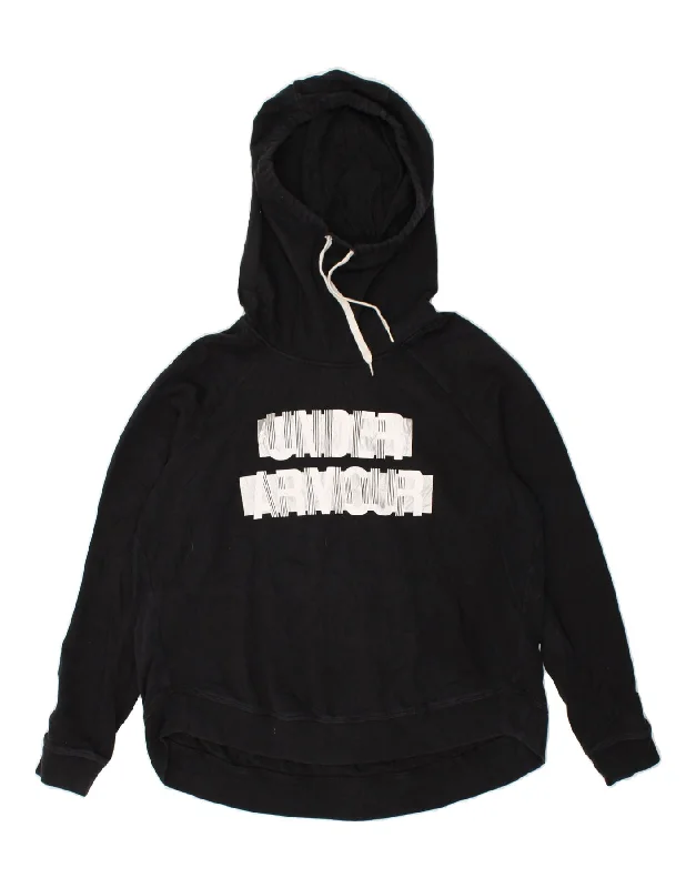 UNDER ARMOUR Womens Graphic Hoodie Jumper UK 16 Large Black Hoodie with Batwing Sleeves Loose Dramatic UNDER ARMOUR Womens Graphic Hoodie Jumper UK 16 Large Black Hoodie with Batwing Sleeves Loose Dramatic