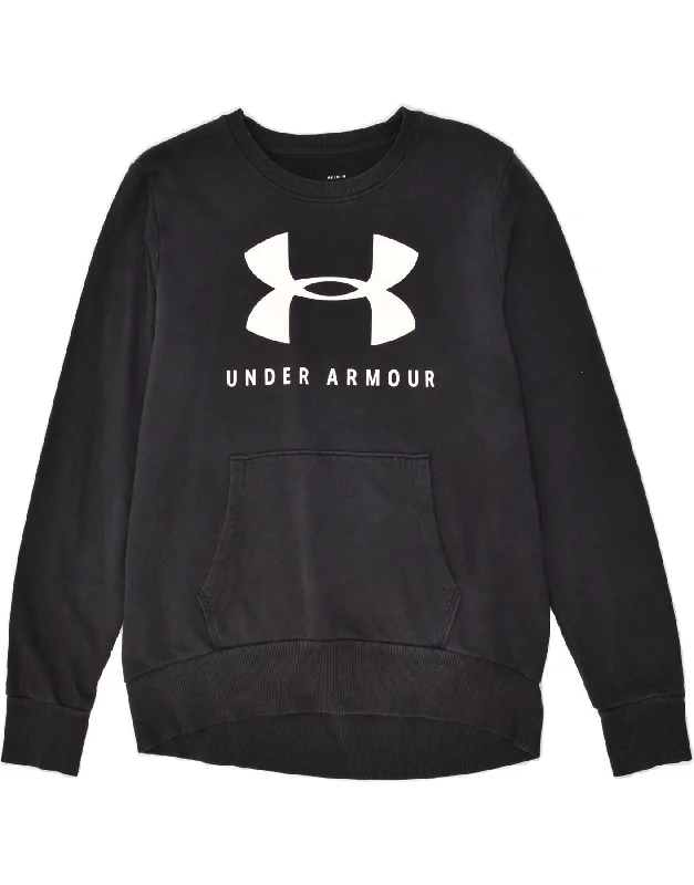 UNDER ARMOUR Womens Graphic Sweatshirt Jumper UK 14 Medium Black Cotton Hoodie with Zipper Versatile Modern UNDER ARMOUR Womens Graphic Sweatshirt Jumper UK 14 Medium Black Cotton Hoodie with Zipper Versatile Modern